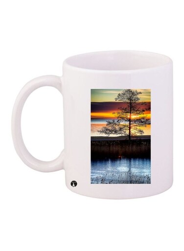 Lake Printed Coffee Mug White/Blue/Yellow 11ounce