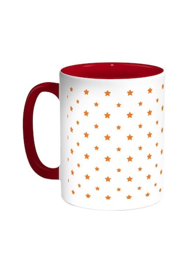 Motifs Of Small And Large Stars Printed Coffee Mug Red/White 11ounce