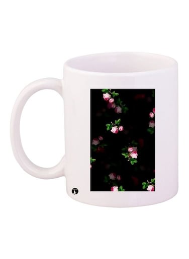Rose Printed Coffee Mug White/Black/Pink 11ounce