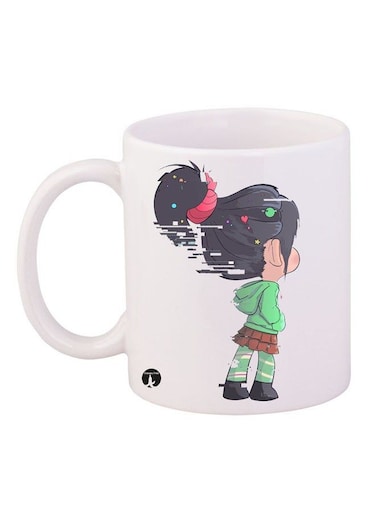 Printed Mug White/Green/Pink 12ounce