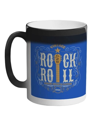 Vintage Rock And Roll Printed Colour Changing Coffee Mug Black 325ml