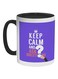 Keep Calm And Ask Question Printed Coffee Mug Black/White/Purple 325ml