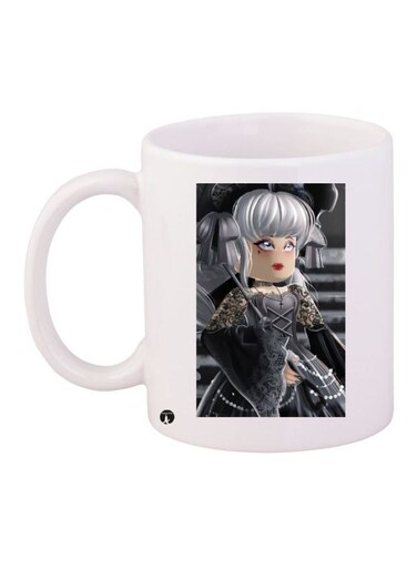 Printed Ceramic Coffee Mug White/Grey/Black