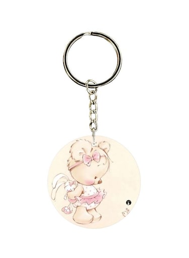 Bear Patterned Single Sided Keychain