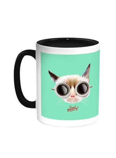 Good Morning Printed Coffee Mug Black/White 11ounce