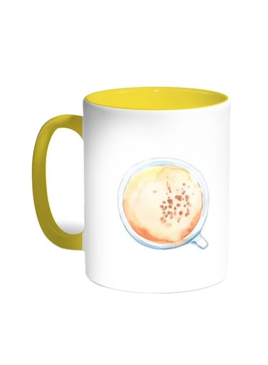 Cup Of Coffee In A Foam Printed Mug Yellow/White 11ounce
