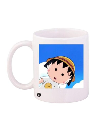 Anime Chibi Maruko Chan Printed Mug White/Blue/Yellow Standard Size