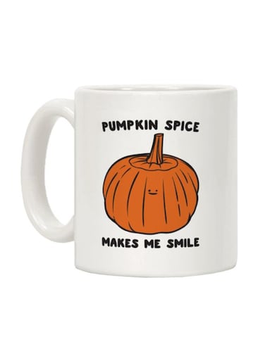 Pumpkin Spice Makes Me Smile Printed Coffee Mug White