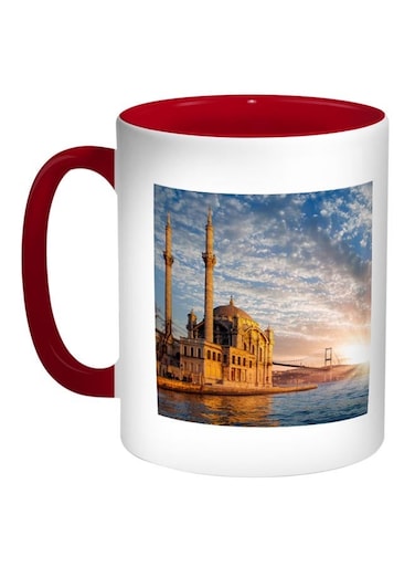 Islamic Mosque Printed Coffee Mug Red/White/Yellow 11ounce