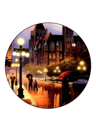 Cityscape Printed Fridge Magnet Brown/Yellow/Green 5.5cm