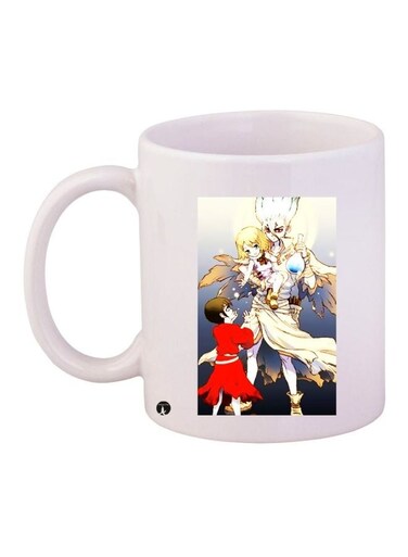 Cartoon Characters Printed Coffee Mug White/Red/Grey 11ounce
