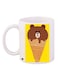 Cartoon Printed Coffee Mug White/Yellow/Brown 11ounce
