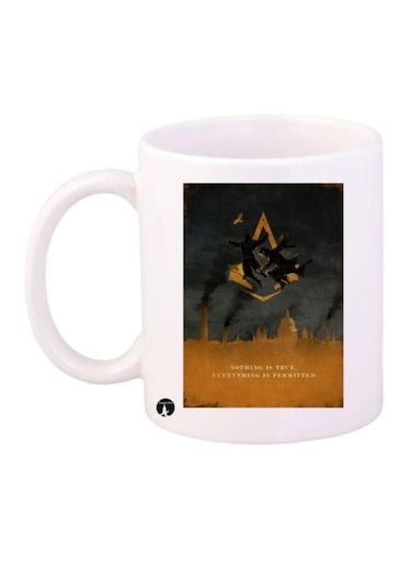 Assassin's Creed Video Game Printed Mug White/Brown/Black