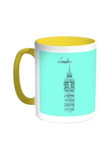 Landmarks - Big Ben Clock Printed Coffee Mug Yellow/White 11ounce