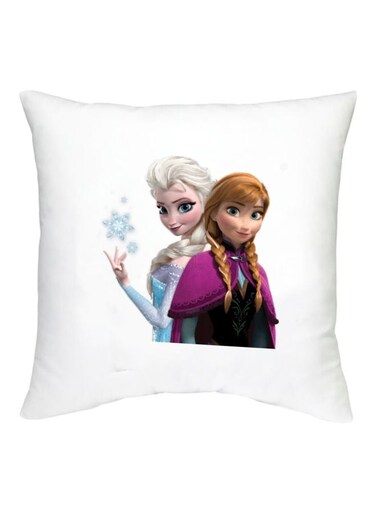 Frozen Character Printed Decorative Cushion White/Purple/Blue 16x16inch