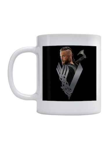 Vikings Printed Ceramic Mug White/Black/Grey