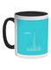 Abstract Dubai Towers Drawing Printed Ceramic Coffee Mug Black/Blue/White 11ounce