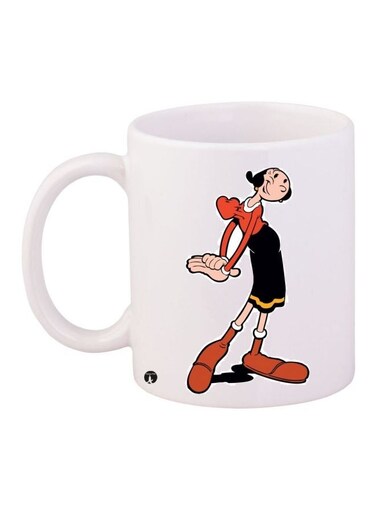 Olive Oyl Printed Coffee Mug White/Black/Red 11ounce