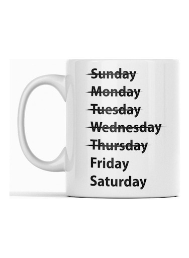 7 Days of the Week Mug for Tea and Coffee White