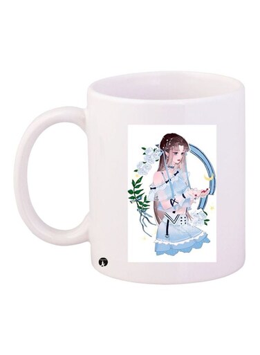 Anime Girl Printed Coffee Mug White/Blue/Green