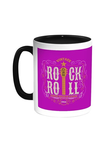 Rock And Roll Printed Coffee Mug Black/White 11ounce