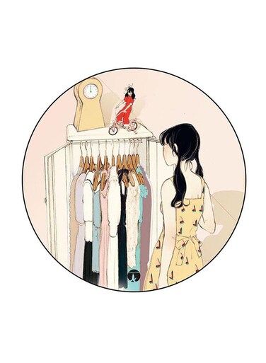 Girl Printed Fridge Magnet Multicolour