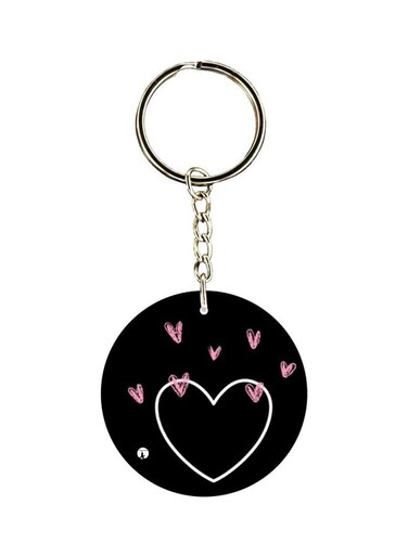 Double Sided Heart Printed Keychain