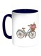 Bicycle Printed Coffee Mug Blue/White/Pink 11ounce