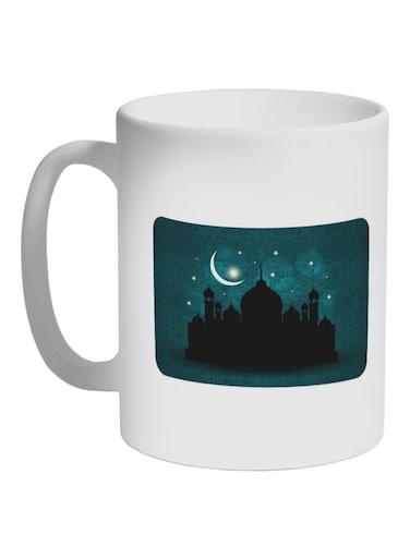 Ramadan And A Mosque Printed Coffee Mug White/Blue/Black 11ounce