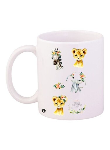 Animal Printed Coffee Mug White/Yellow/Black 11ounce