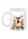 Deer Printed Coffee Mug White/Brown/Green 11ounce