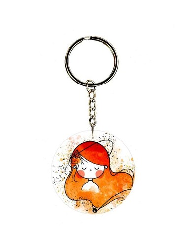 Girl Printed Double Sided Keychain