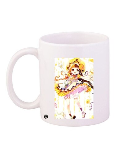Anime Girl Printed Coffee Mug White/Yellow/Pink