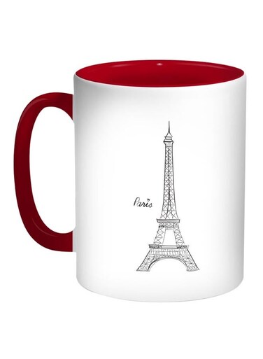 Eiffel Tower Printed Coffee Mug White/Red/Black 11ounce