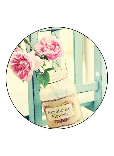 Floral Printed Fridge Magnet Green/Pink/Beige 5.5cm