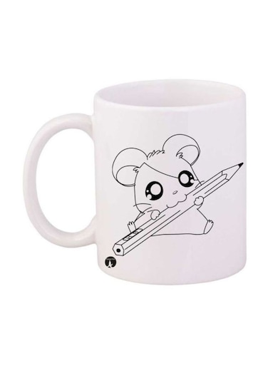 The Anime Hamtaro Printed Mug White/Black Standard Size