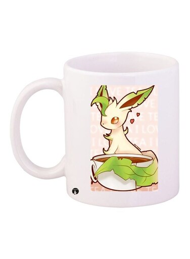 Cartoon Printed Coffee Mug White/Beige/Green 11ounce