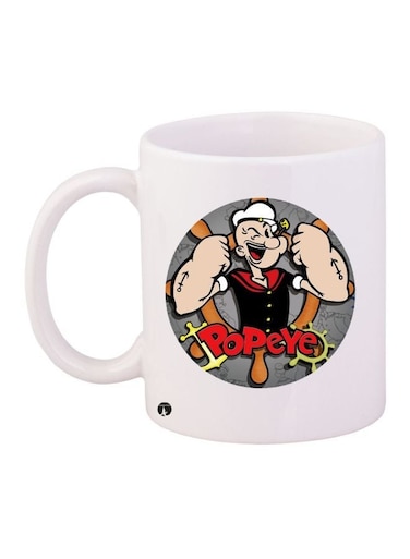 Popeye Printed Coffee Mug White/Red/Black 11ounce