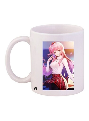 Cartoon Girl Printed Coffee Mug White/Red/Pink