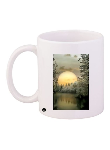 Sunrise Printed Coffee Mug White/Yellow/Green 11ounce