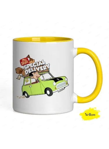 [] 1pc, 11oz, Ceramics, Coffee Mug, Coffee Mug with "Mr Bean SPECIAL DELIVERY" Pattern, Dishwasher Safe, Fun Coffee Mug, Ideal Gift for Family/Friends/Colleagues, Holiday/Party/Birthday