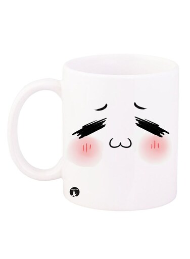 Face Printed Coffee Mug White/Black/Pink 12ounce