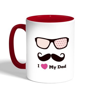 I Love My Dad Printed Coffee Mug, Red 11 Ounce