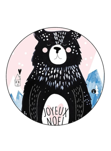 Bear Printed Fridge Magnet Round Multicolour