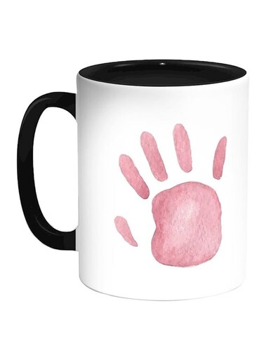 Palm Of The Hand Printed Coffee Mug Black/White/Pink