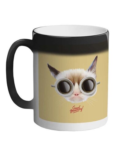 Good Morning Printed Colour Changing Coffee Mug Black 11ounce