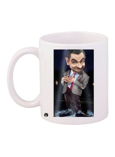 Mr. Bean Printed Coffee Mug White/Beige/Black 11ounce