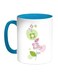 Flowers Printed Coffee Mug Blue/White/Green 11ounce