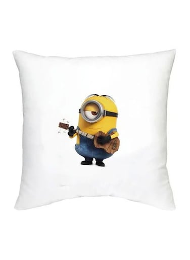 Minion Character Printed Cushion White/Yellow/Blue 16x16inch