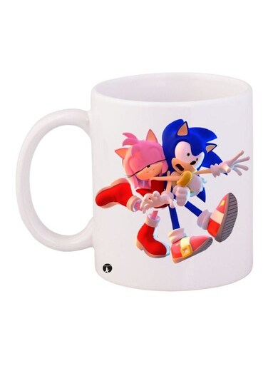 Sonic The Hedgehog Printed Coffee Mug White/Blue/Pink 11ounce